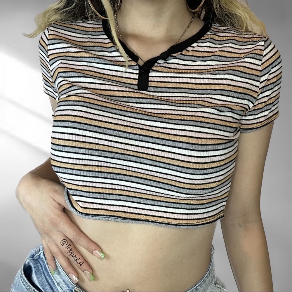 NWOT SHEIN Multicolored Striped Crop Top